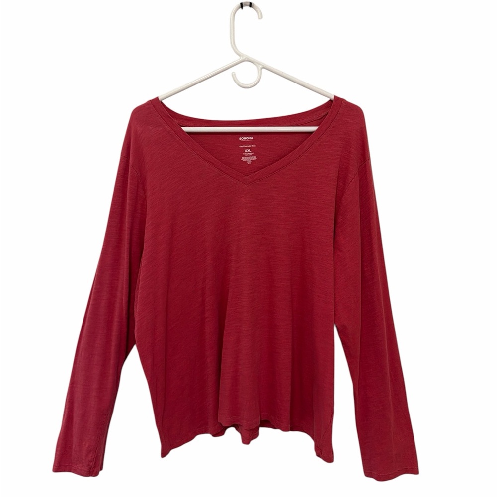 SONOMA Everyday Tee V-Neck Long Sleeve Casual Soft Top 2XL